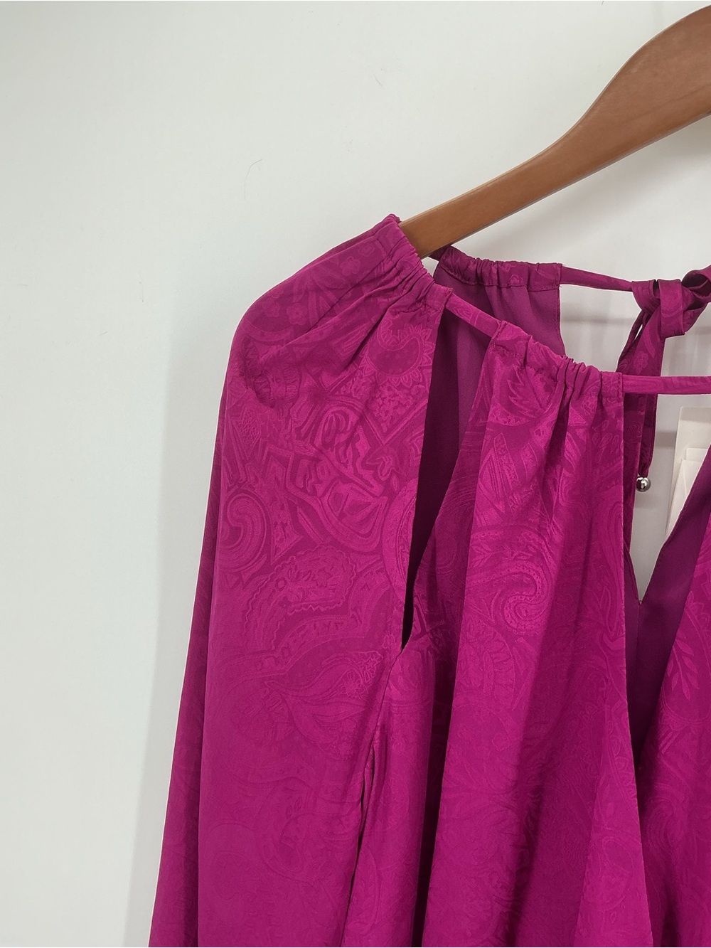 Veronica Beard Sionne Printed Surplice Blouse Magenta Pink NWT Size 4 - Picture 5 of 11